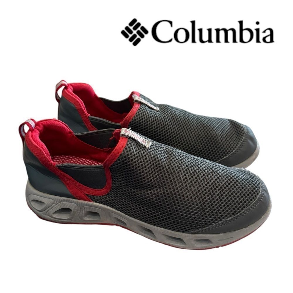 Columbia Moccaswim Water Sneakers BC1092-053 Low Top Slip On Gray Red Youth 6